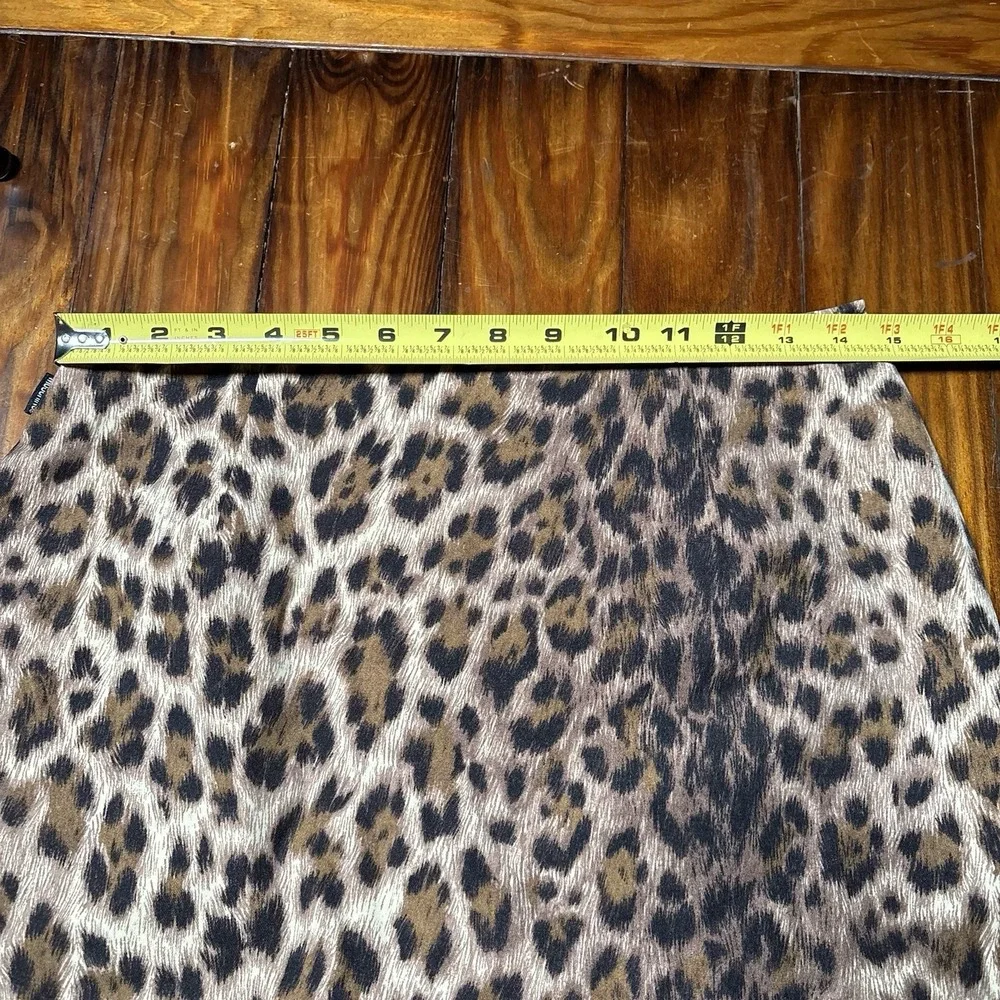 Vtg Moschino Jeans Leopard Animal Print Pencil Ruffle Hem Skirt Womens Sz 10